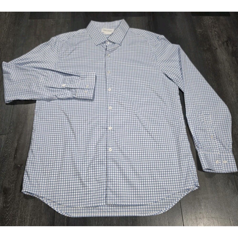 Ministry Of Supply Aero Button Up Shirt Men 2XL Blue Check Stretch Vented Office